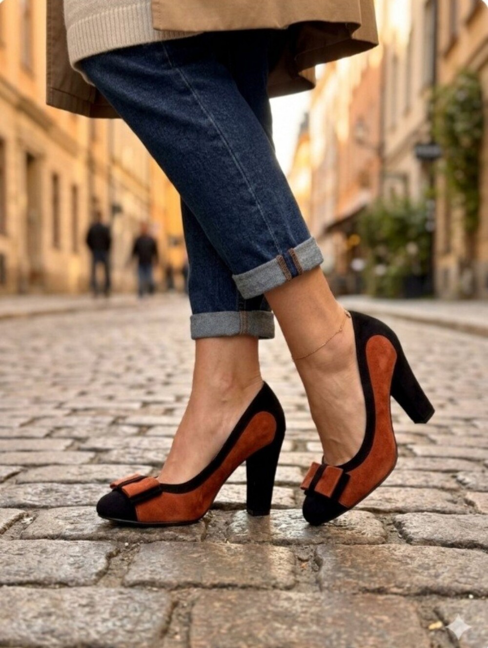 Centro Red and Purple Suede Shoes with a Bow
